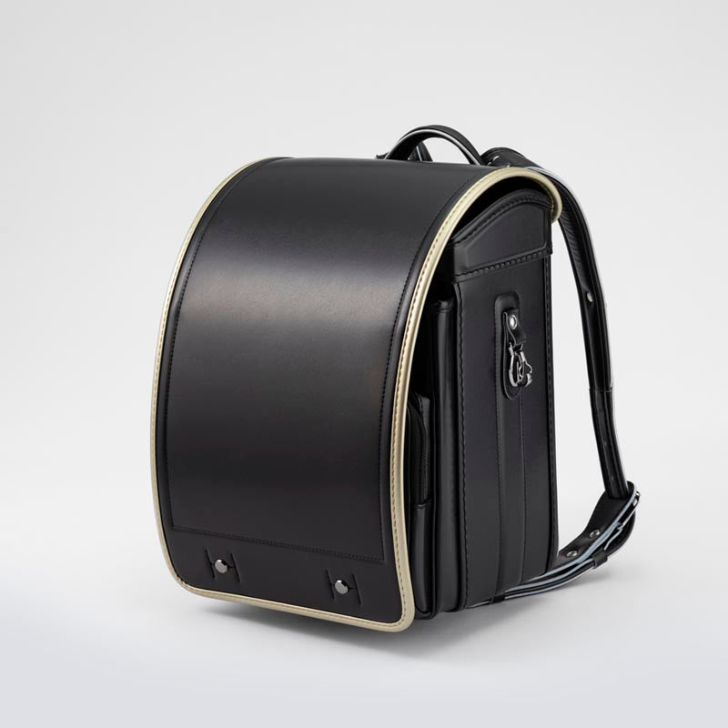 713 軽量牛革ハイブリッド クラリーノ®︎F キューブ型 黒×ゴールド