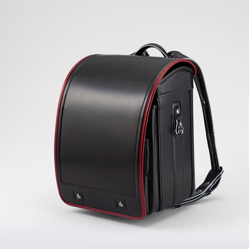 714 軽量牛革ハイブリッド クラリーノ®︎F キューブ型 黒×レッド